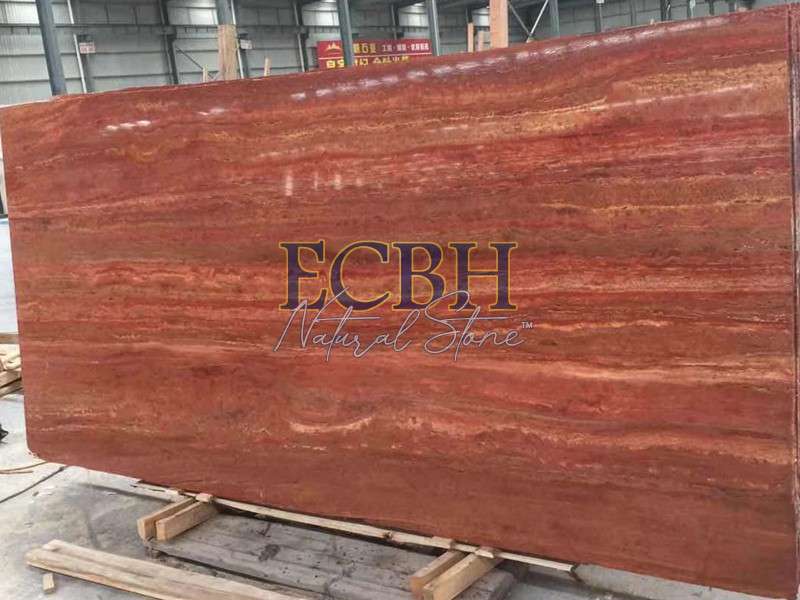 RED TRAVERTINE VEINED - RED MARBLE SLABS - SPANISH MARBLE - ECBH NATURAL STONES