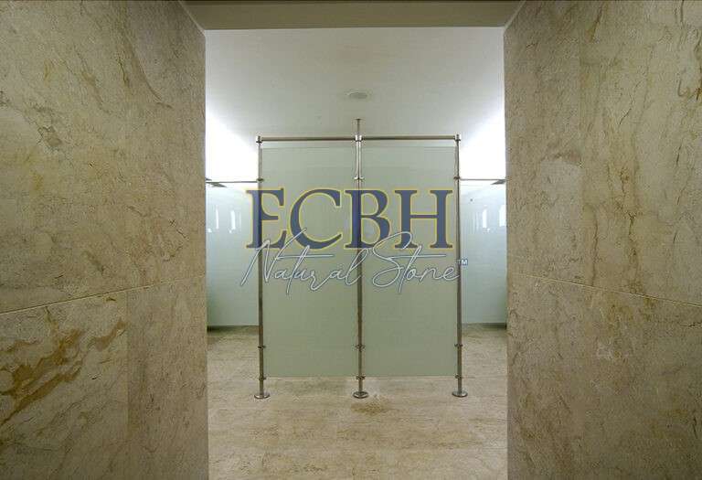 PERLATO IMPERIAL CREAM MARBLE BEIGE - ECBH NATURAL STONES COMMERCIAL PUBLIC BATHROOM TILES INSTALLATION