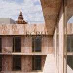 ROSE TRAVERTINE CLADDING MARBLE COMMERCIAL BUILDING - ECBH NATURAL STONES